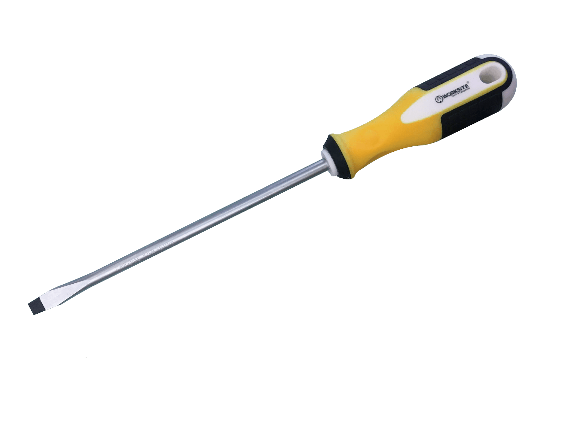 Worksite Flat Head Screwdriver 8 * 200 Made of Highly Durable CR-V Steel, Black Magnetic Head, Non Slip TPR Handle, Rust Resistant Finish. WT5010 Worksite Hand Tools