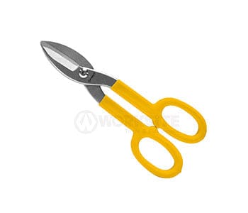 WORKSITE Tin Snip Straight cut, Flat Blade Scissors 10 inch cuts straight and wide curves. Hot drop-forged steel blades for maximum strength and long life. Great for cutting through hard materials such as Flashing, Sheet Metal – WT6035 Worksite Hand Tools