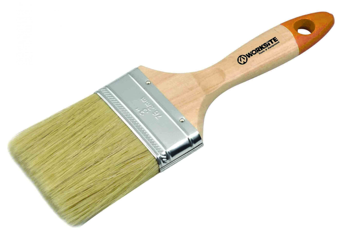 Worksite 3 Inches Paint Brush With Solid Wooden Handles, Designed For Comfort And Easy Control. Natural White Bristles Is Best With Oil Based Liquids And Designed To Save Time With Less Streaks And Premium Finish-WT8092-3 Worksite Hand Tools