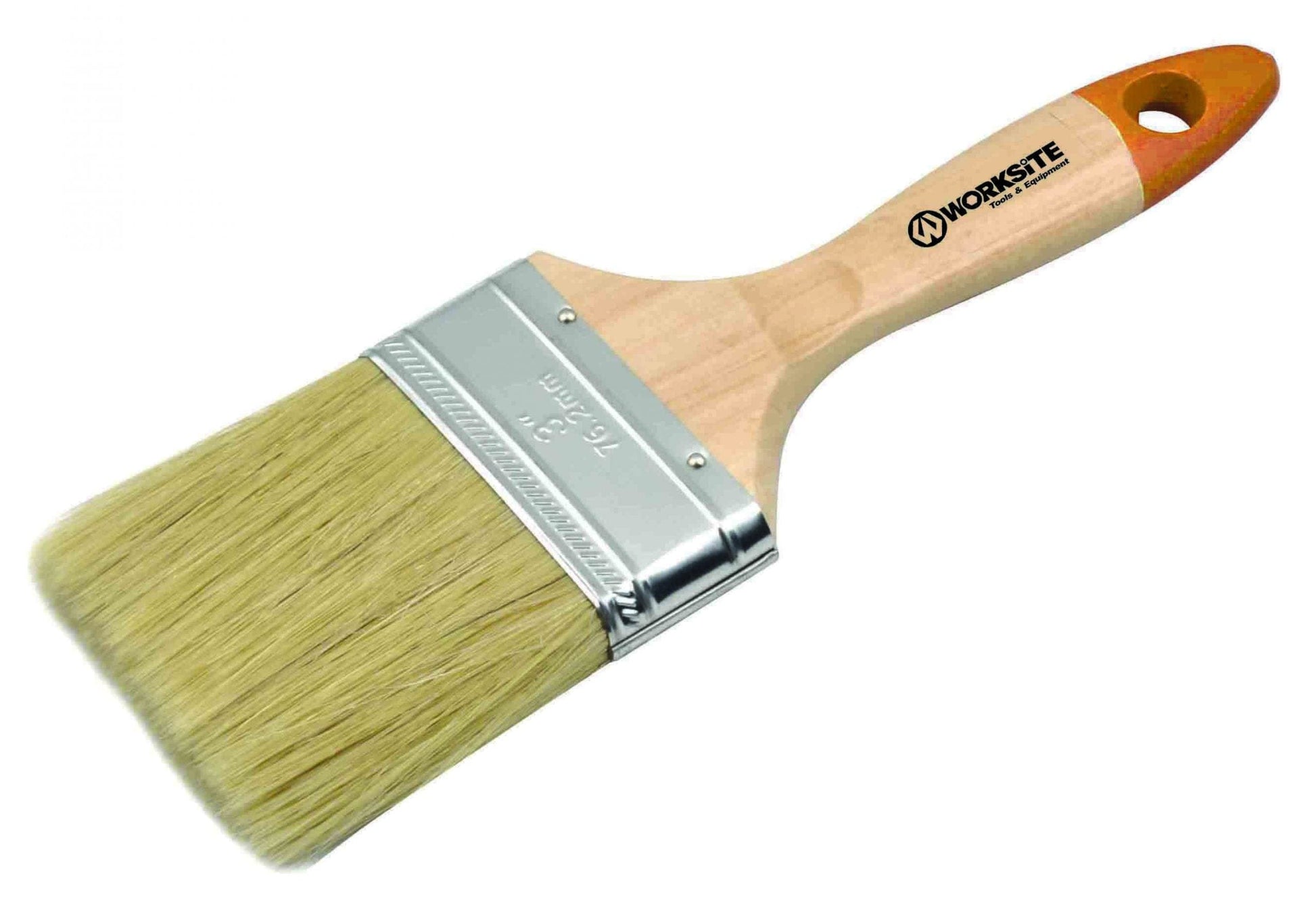 Worksite 3 Inches Paint Brush With Solid Wooden Handles, Designed For Comfort And Easy Control. Natural White Bristles Is Best With Oil Based Liquids And Designed To Save Time With Less Streaks And Premium Finish-WT8092-3 Worksite Hand Tools