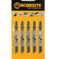 WORKSITE Jigsaw Blade 5 Pcs Set 3 inch X 5/16 inch 21 TPI, HSS T-Shank  Curved and Fast Cuts Optmized for Cutting Metal, WTT118A Worksite Hand Tools