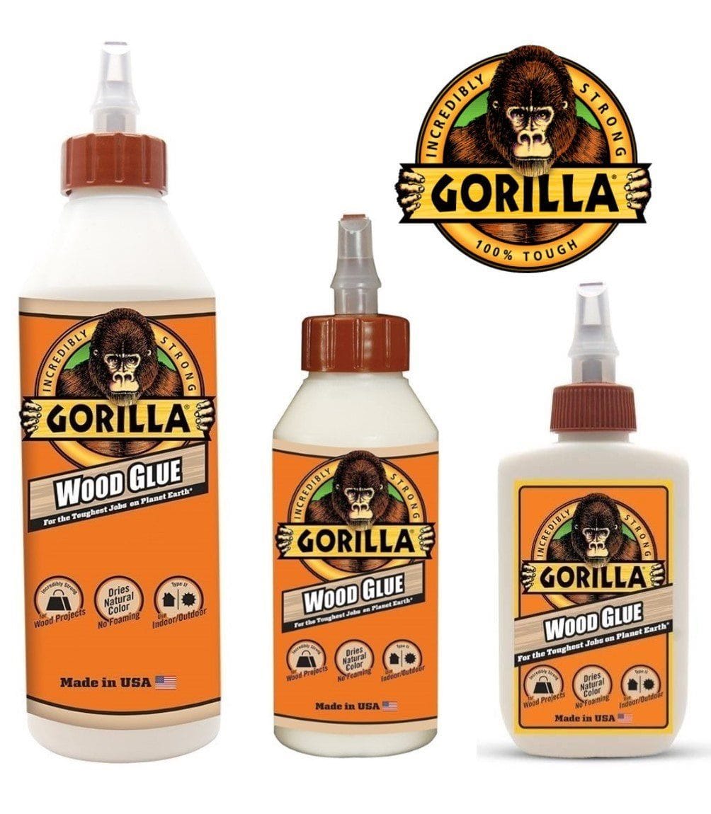 GORILLA Wood Glue with 3 Sizes 4 ounces, 8 ounces & 18 ounces for Wood Projects, Indoor & Outdoor, No Foaming Home Improvement MEGA 
