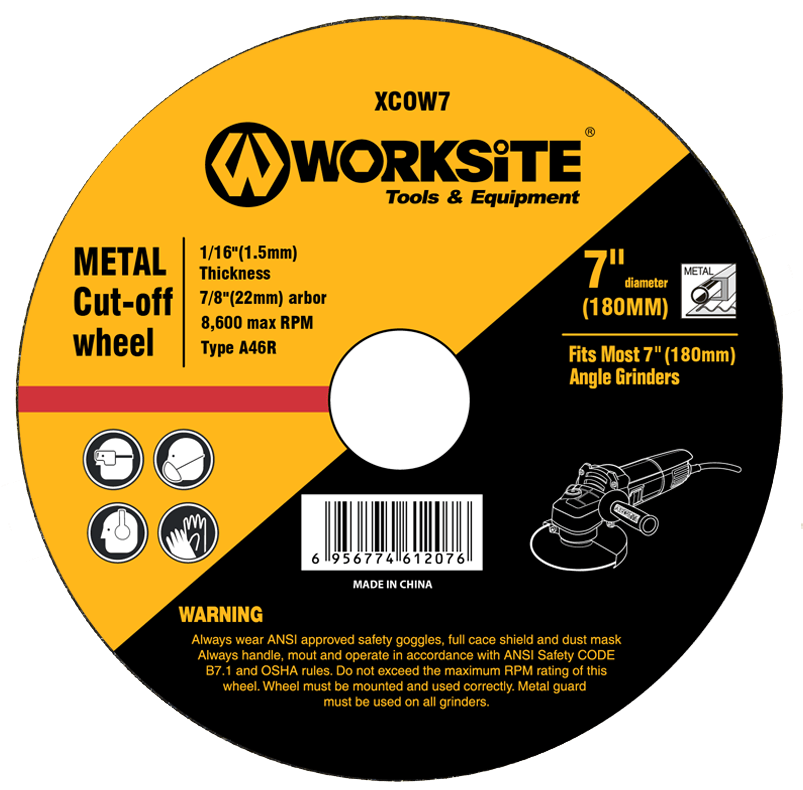 Worksite Metal Cutting Disc for 4 1/2" Grinders Size: 4 1/2 in X 0.11 in X 7/8 in (115x3.0x22mm)  XCOW412-3.0 Worksite Hand Tools