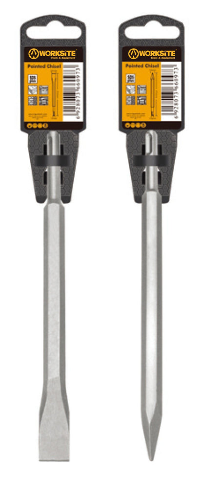 WORKSITE SDS-PLUS Point Chisel / Flat Chisel - Suitable for All Hammer Drills with SDS-Plus Adapter. Perfect for Rotary Hammer Drill -For Piercing Walls - 14x250MM - 35X18X17CM - XSDS-FC1 Worksite Hand Tools
