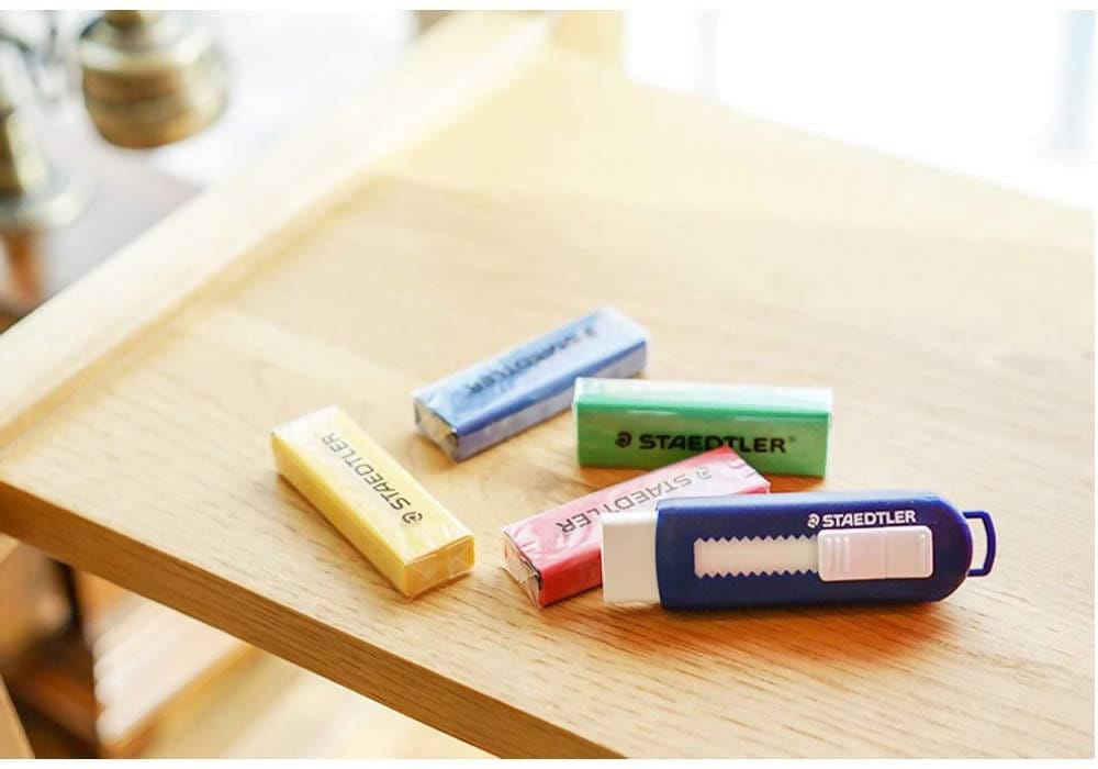 Staedtler PVC-Free Eraser with Sliding Plastic Sleeve detailed erasing and feathering easy - 525 PS1 Pie's Variety Store