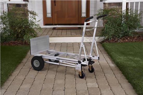 Cosco Handmick 3 In 1 Convertible Pneumatic 1000 Lbs Load Capacity 61" Height, 55-3/4" Length X 21" Width Hand Truck - Easily Converts To A 2 Wheel Upright, 4 Wheel Cart, Or An Assisted 4 Wheel Hand Truck - 206260 Hannah Frederick