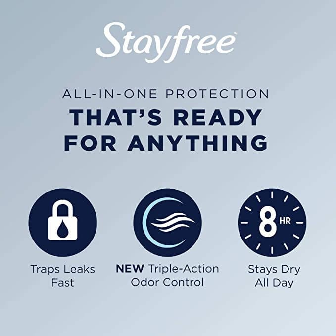 Stayfree Ultra Thin Regular Pads For Women, Wingless, Reliable Protection and Absorbency of Feminine Moisture, Leaks and Periods / 96 units -336630 ebuystt