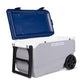 Igloo Maxcold Roller Cooler 90 Qt, with folding handle wheels in ash gray and blue, easy to transport - 450603 ebuystt
