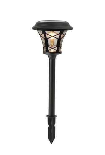 Solar LED Path Lights  9 hours working time, One year limited warranty. Set includes 6 solar lights.Solar LED pathway Light is covered with a Smooth Thick and smooth glass refracts a beautiful Pentagram patterned-424401