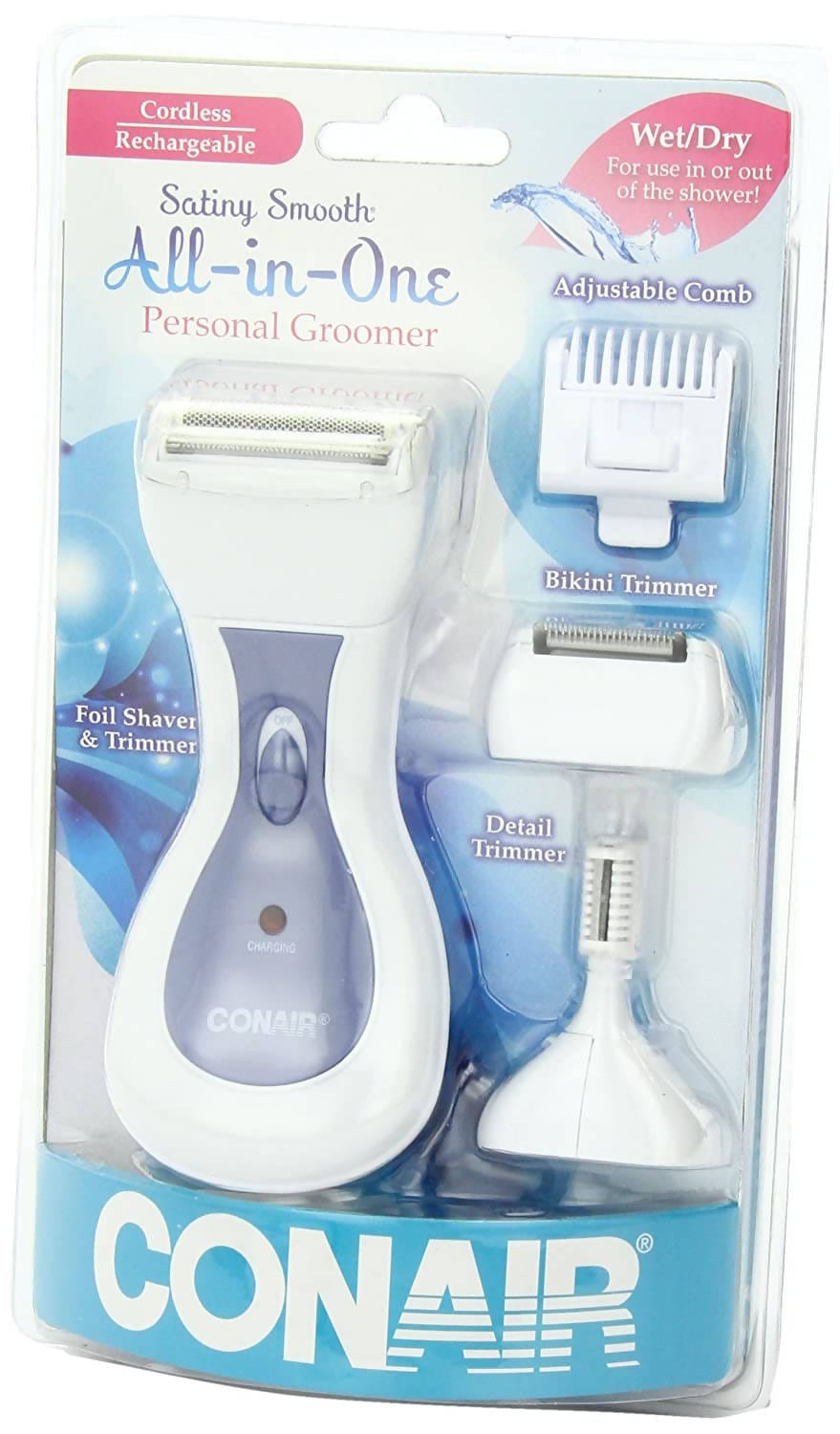 Conair Satiny Smooth All-in-One Ladies' Personal Groomer shaves legs and underarms, trim the bikini area, and even touch up eyebrows - LTGS40RCS Pie's Variety Store