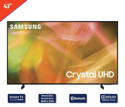 Samsung Smart 4K UHD TV 43 inch UN43AU8000FXZA  Dynamic Crystal Color injects each scene with millions of vibrant shades of color, while Crystal Processor 4K with UHD Upscaling elevates all your favorite movies, games and shows to gorgeous 4K-419380