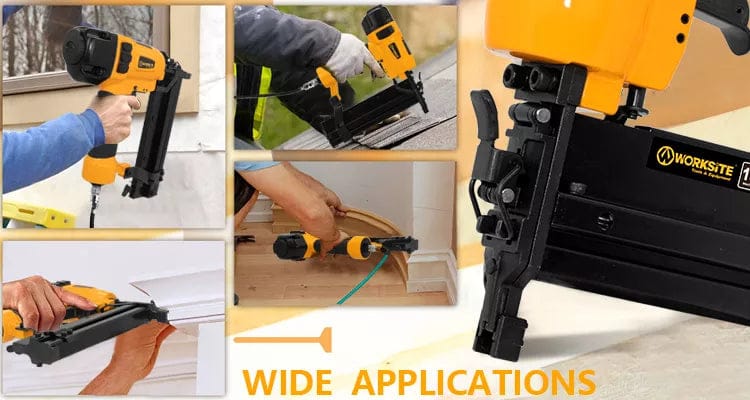 WORKSITE Narrow Crown Air Stapler, Pneumatic 18G, Ideally for Furniture, Flooring, Wooden Ornament / Picture Frame, Roofing Palm - PNT388 Worksite Hand Tools