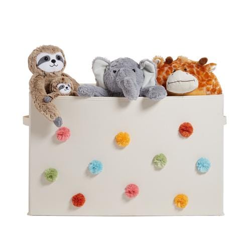 Seville Classics Home 2 Pack Foldable Storage Trunk Magnetic closure. Loop carry handles. Decorative pom poms.Get organized with the Storage Trunk.These bins each include a reinforced bottom panel that adds an extra layer of stability-426910-0017641072211
