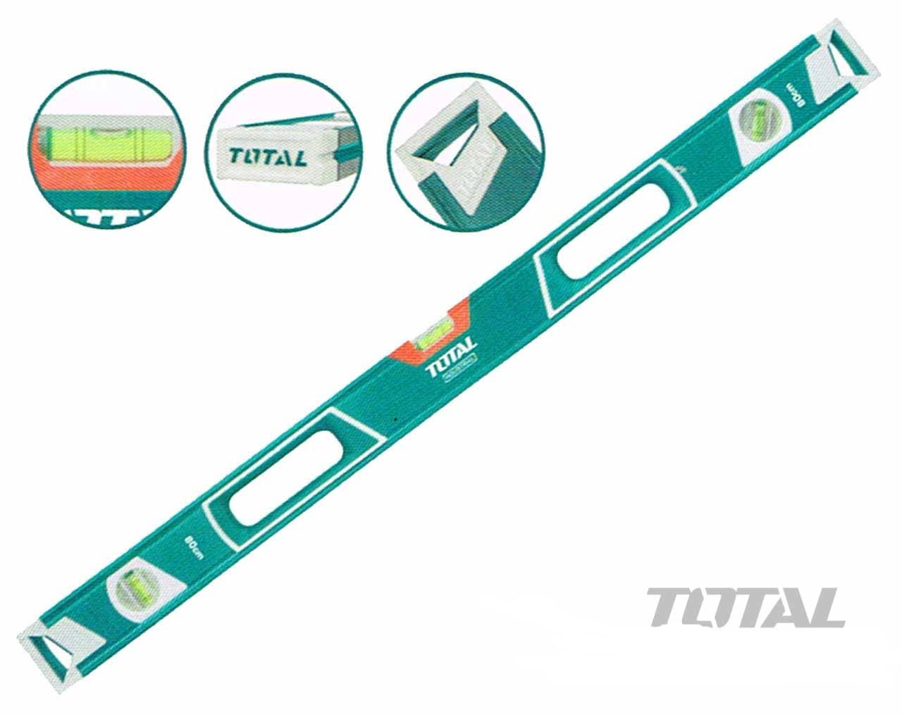 Total Plastic Spirit Level with Rubber Reinforced Ends, Horizontal, Vertical and Diagonal vials.  Suitable for Heavy Duty Professional Maintenance Kit, General Purpose Household and Office Tools and DIY Tools MEGA
