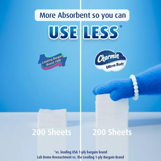 Charmin Ultra Soft Toilet Paper 18 Rolls / 244 Sheets More convenient, more value, and all in this all in a longer-lasting roll, so you can change the roll less often-438680