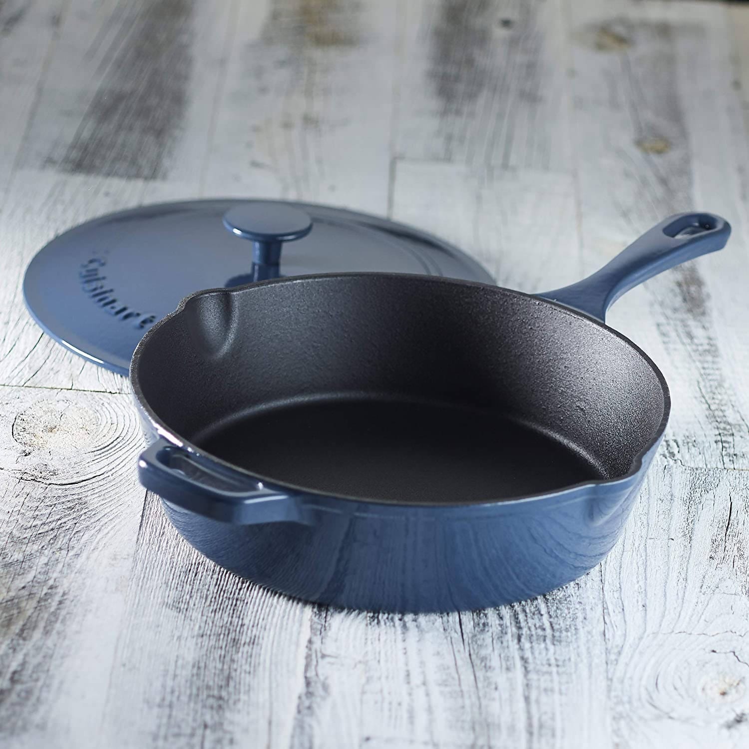 Cuisinart Chef's Classic Enameled Cast Iron 12" Chicken Fryer with Cover (Provencal Blue) - CU-CI45-30BG Elegant AccScents