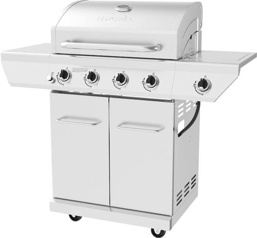 Nexgrill 4 Burner with SideBurner and Griddle grill that’s always ready to fire up soe flavmor for ultimate grilling control, Foldable side shelves provide space flexibility for small patio .Extra griddle for more options-405609