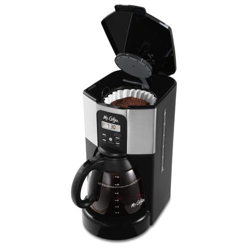 Mr. Coffeemaker 12 cups - This modern coffee maker brews up to 12 cups of coffee in 10 minutes.  Pause 'n Serve option, you have up to 30 seconds to pour a cup of coffee while the brewer is still brewing - 9244-0072179234746 Hannah's Variety Store