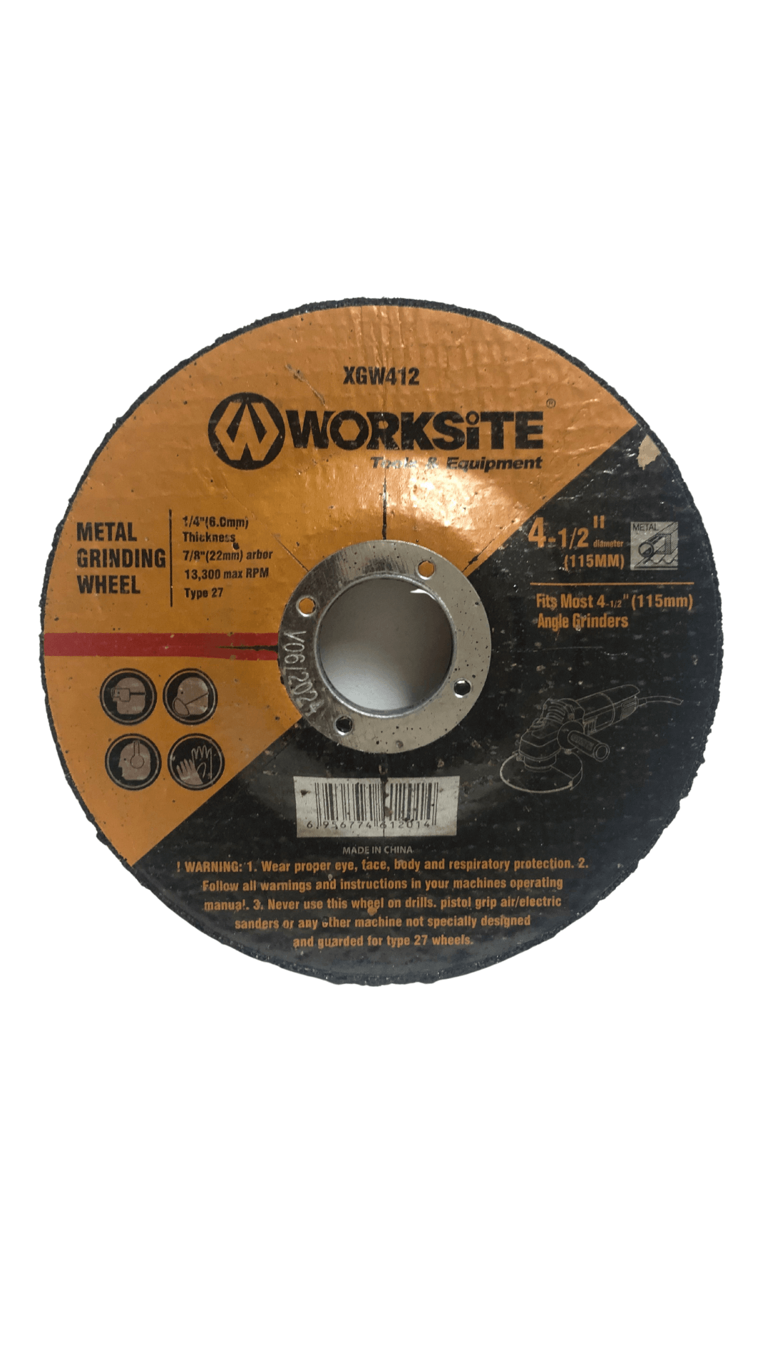 Worksite 4 1/2 Inch (115 Millimeter) Diamond Grinding Wheel. Suitable For Most Electric Grinders Air Cut Off Tool and Electric Cut Off Tool – Our Cutting Wheels are Ideal for Cutting Iron, Plastic, Steel, Stainless Steel–XGW412 Worksite Hand Tools