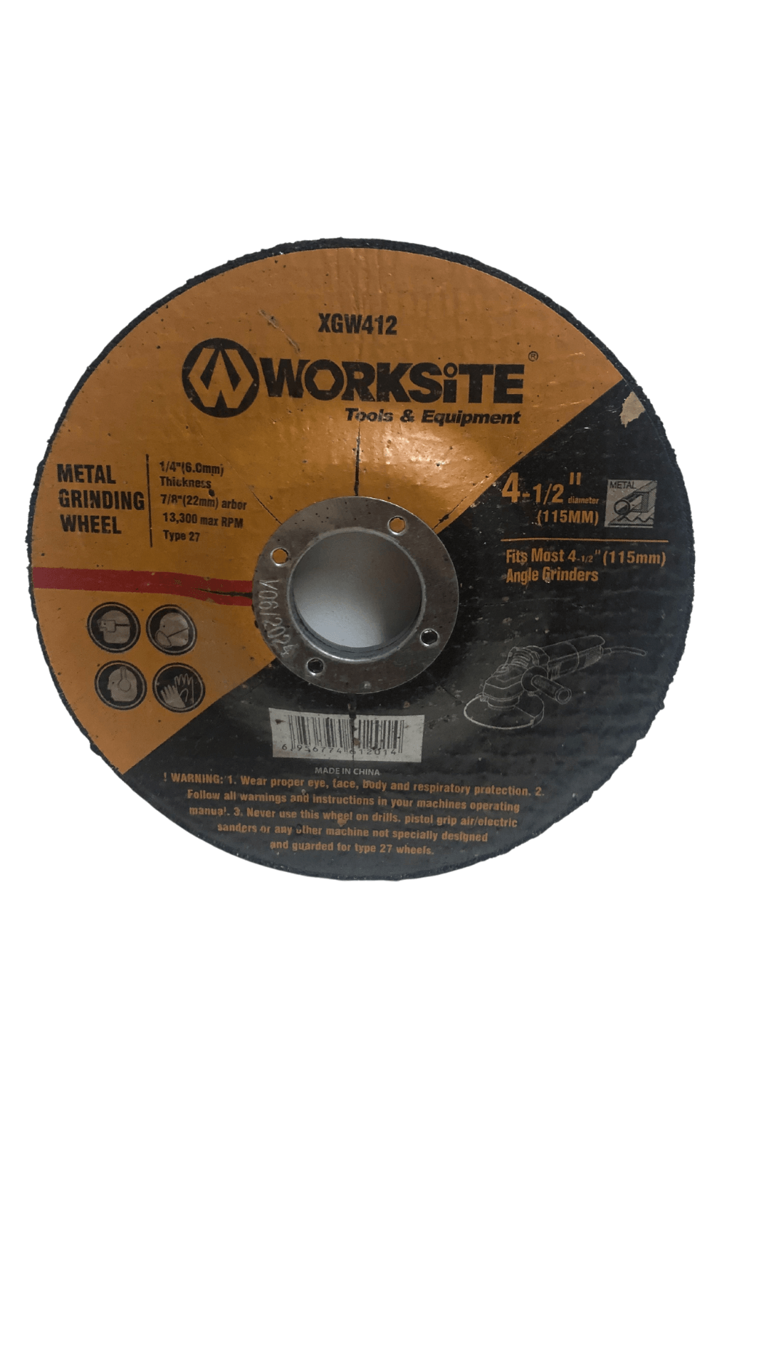 Worksite 4 1/2 Inch (115 Millimeter) Diamond Grinding Wheel. Suitable For Most Electric Grinders Air Cut Off Tool and Electric Cut Off Tool – Our Cutting Wheels are Ideal for Cutting Iron, Plastic, Steel, Stainless Steel–XGW412 Worksite Hand Tools