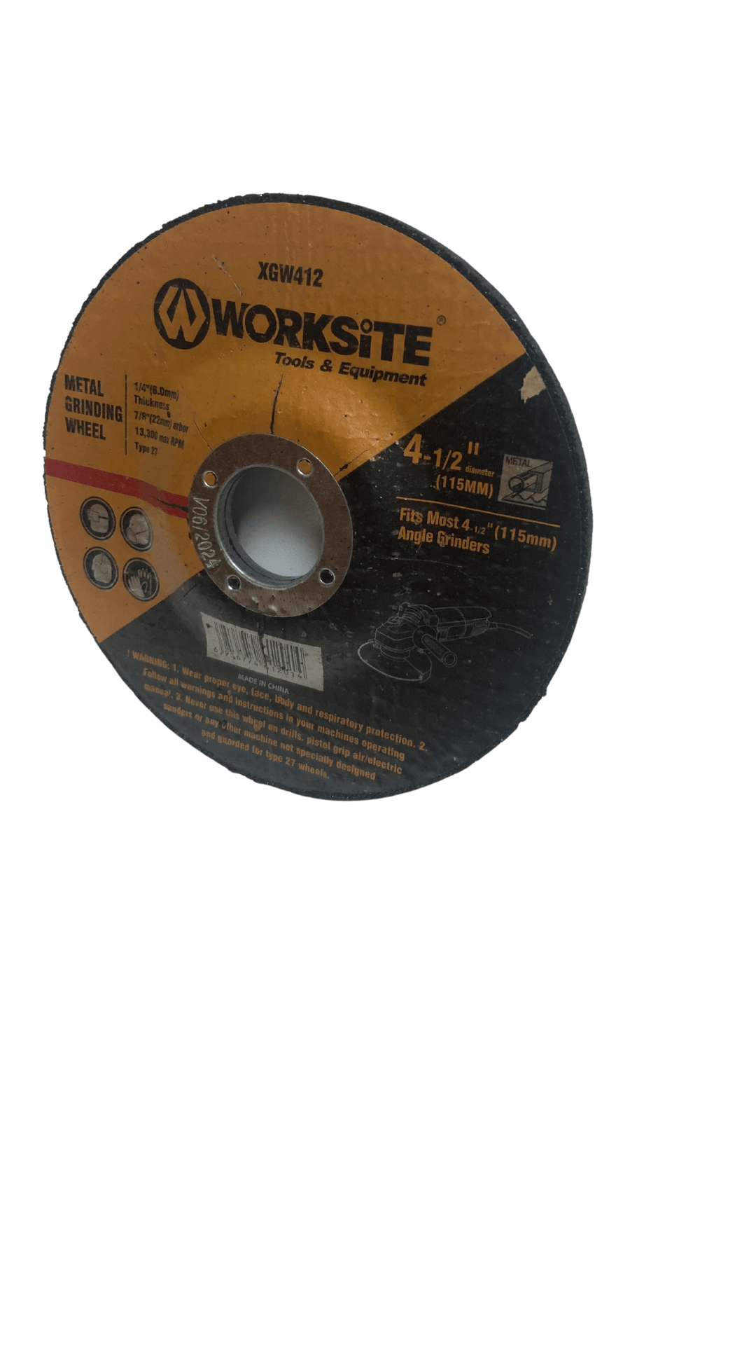 Worksite 4 1/2 Inch (115 Millimeter) Diamond Grinding Wheel. Suitable For Most Electric Grinders Air Cut Off Tool and Electric Cut Off Tool – Our Cutting Wheels are Ideal for Cutting Iron, Plastic, Steel, Stainless Steel–XGW412 Worksite Hand Tools