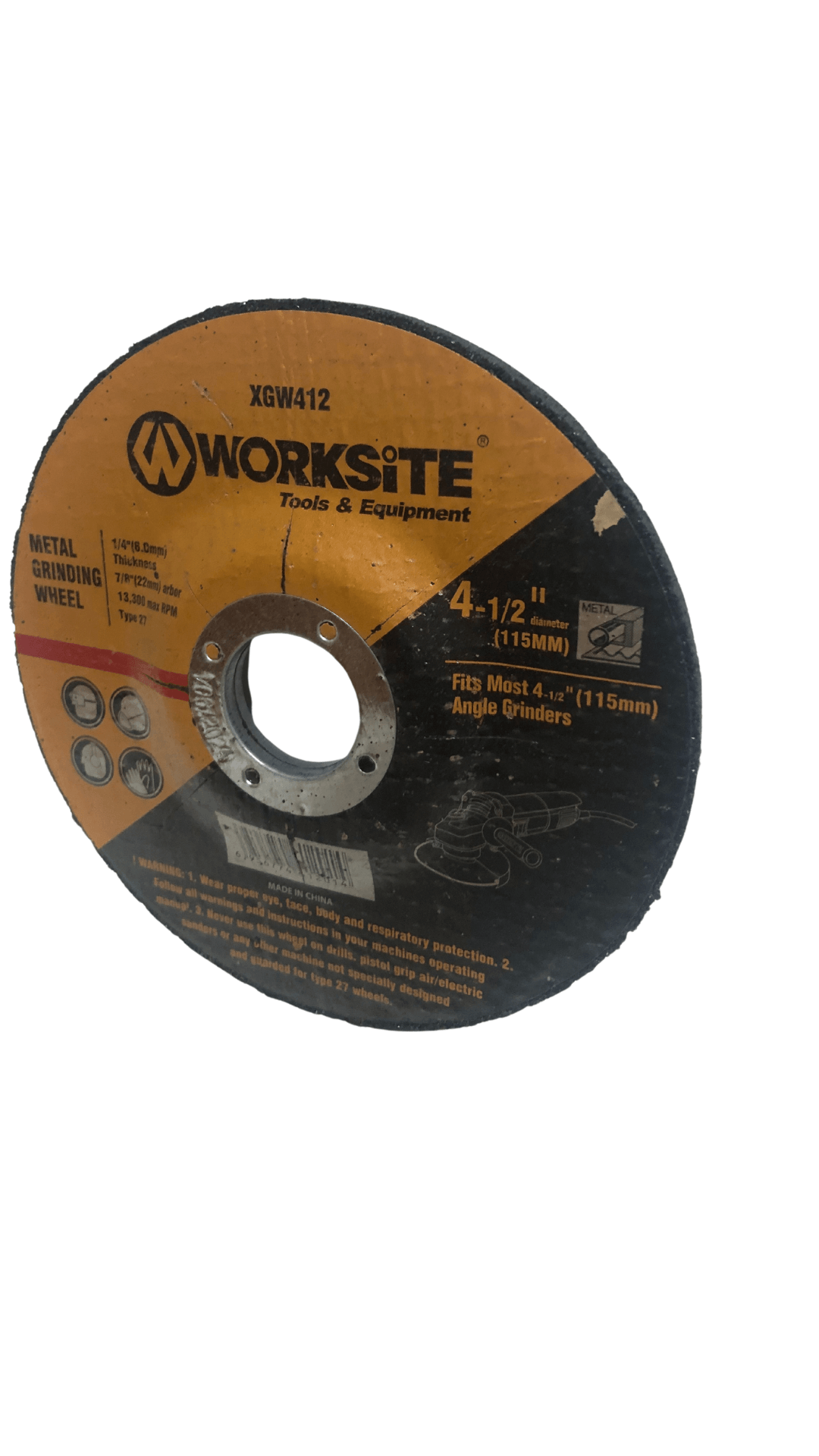 Worksite 4 1/2 Inch (115 Millimeter) Diamond Grinding Wheel. Suitable For Most Electric Grinders Air Cut Off Tool and Electric Cut Off Tool – Our Cutting Wheels are Ideal for Cutting Iron, Plastic, Steel, Stainless Steel–XGW412 Worksite Hand Tools