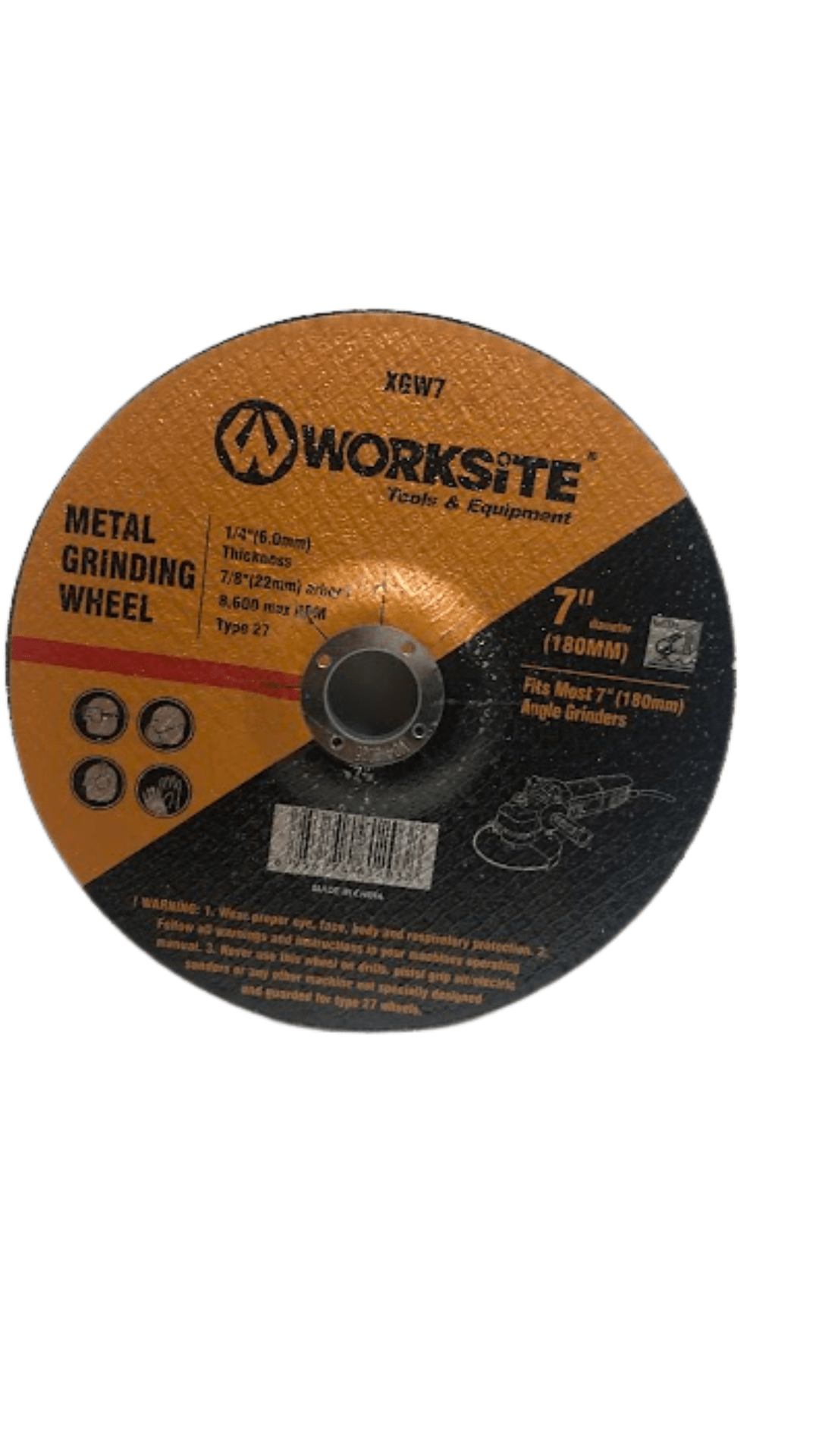 Worksite 7 Inch (180 Millimeter) Diamond Grinding Wheel. Suitable For Most Electric Grinders Air Cut Off Tool And Electric Cut Off Tool -Our Cutting Wheels Are Ideal For Cutting Iron, Steel, Stainless Steel, Fiberglass  – XGW7