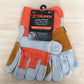 Truper Leather- Cotton Fabric Gloves with Leather Reinforcement in Palm, Index Finger and Thumb, Elastic Band on Top of the Wrists and Polyester Lining. Ideal for Heavy-Duty Applications, Manual and Power Tools Handling and General Purposes - 14246 MEGA