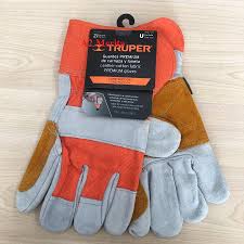 Truper Leather- Cotton Fabric Gloves with Leather Reinforcement in Palm, Index Finger and Thumb, Elastic Band on Top of the Wrists and Polyester Lining. Ideal for Heavy-Duty Applications, Manual and Power Tools Handling and General Purposes - 14246 MEGA