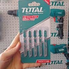 Total 5 Piece Jig Saw Metal Blade Set - T Shank Metal Blades For Fast And Straight Cuts. Ideal For Medium-Thick Sheet Metal - 12 TPI, 50mm Teeth Length,  HSS Blades - TAC51118B MEGA
