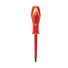 Total Insulated Phillips Screw Driver, VDE Certified, PH2 ×100mm, 1000V,  Chrome Vanadium (Cr-V),  High Durability. Ideal for Electrical Work, Repairs and DIY Projects - THTISPH2100