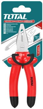 Total 8" (200mm) Insulated Pliers with Chrome Vanadium Steel Body, 1000V, VDE Tested. Ideal for Hard and Soft Wire, Electric Cables, Electricians, DIY projects and More - THTIP181 MEGA