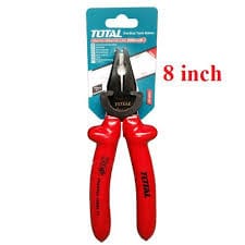 Total 8" (200mm) Insulated Pliers with Chrome Vanadium Steel Body, 1000V, VDE Tested. Ideal for Hard and Soft Wire, Electric Cables, Electricians, DIY projects and More - THTIP181 MEGA