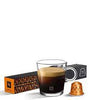 Nespresso Buenos Aires Lungo Coffee Capsules is a fragrant and balanced blend of washed Colombian Arabica that adds delicate fruit acidity and lightly fried Ugandan Robusta that adds malty cereals and sweet notes of popcorn to the mix - NESC-135-0296