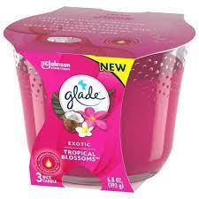 Glade Candle Exotic Tropical Blossoms, Fragrance Candle Infused with Essential Oils, Air Freshener Candle, 3-Wick Candle, 6.8 Oz - GCETBAF68 Pie's Variety Store