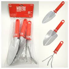 WOLFOX 3PC Garden Tool Set，3 Piece Metal Transplanter, Cultivator & trowel Gardening Tool Set with Plastic Handle for Transplanting and Digging. - WF5111