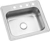 Drop-In Stainless Steel 25.6 Inches x 22.4 Inches x 6 Inches Single Bowl Kitchen Sink - AUGH016