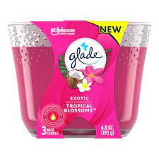 Glade Candle Exotic Tropical Blossoms, Fragrance Candle Infused with Essential Oils, Air Freshener Candle, 3-Wick Candle, 6.8 Oz - GCETBAF68