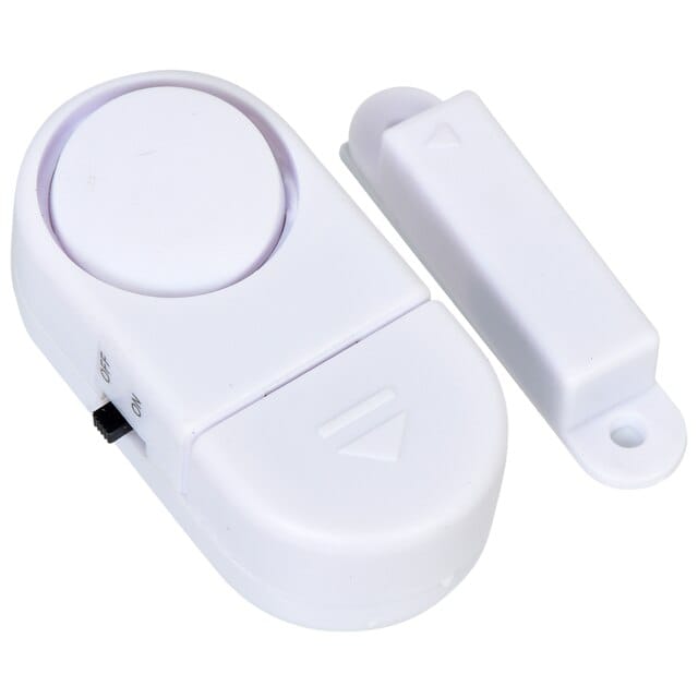 Battery-Powered Door/Window Alarm Add an audible alarm to any window or door in your house. These simple battery powered alarms will alert anyone within earshot that the doors or windows equipped with these alarms have been opened-BPDWA