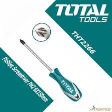 Total Screwdriver Phillips PH2 x 150 mm 6" Round Ideal For Electrical Work, Repairs And DIY Projects - THT2246 MEGA