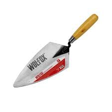 Wolfox Masonry Brick Trowel with Wooden Handle (11 inch and 6 inch), Philadelphia Pattern, Standard Shank. Ideal for Leveling, Spreading and Shaping Mortar, Cement and More - WF1911 and WF9812 MEGA