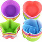 Letgo Shop Silicone Cupcake Liners Reusable Baking Cups Nonstick Easy Clean Pastry Muffin Molds 4 Shapes Round, Stars, Heart, Flowers, 24 Pieces Colorful-WIL-106-B01HPWDWT6 Pie's Variety Store