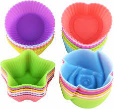 Letgo Shop Silicone Cupcake Liners Reusable Baking Cups Nonstick Easy Clean Pastry Muffin Molds 4 Shapes Round, Stars, Heart, Flowers, 24 Pieces Colorful-WIL-106-B01HPWDWT6 Pie's Variety Store