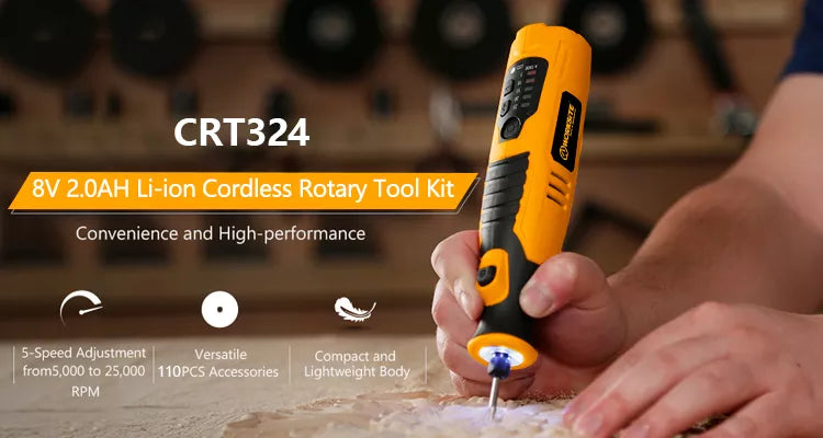 WORKSITE 8V Rotary Tool 110 Pieces Accessories Set Mini Grinder Cutter Diamond Jewelry Wood Cordless Rotary Tool Kit.- CRT324-110 Worksite Hand Tools