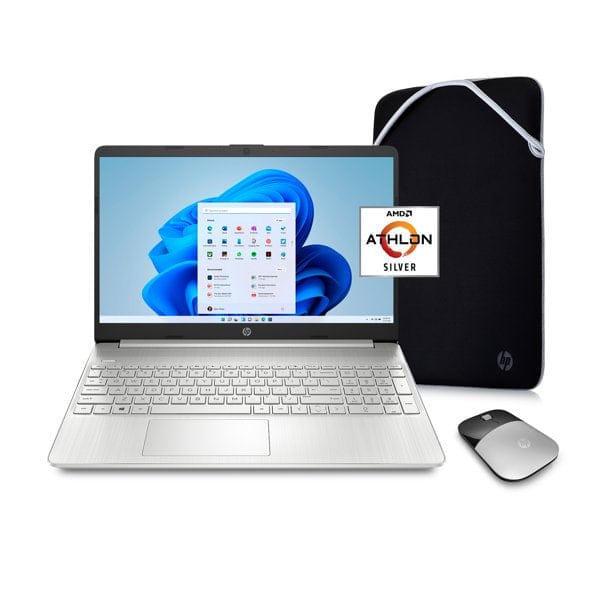HP 15.6″ LAPTOP 15-EF1071WM with Sleeve and Wireless Mouse (Silver) The thin and lightweight laptop packs a 6.5 mm micro-edge bezel display to showcase your media in high definition - 15-EF1071WM