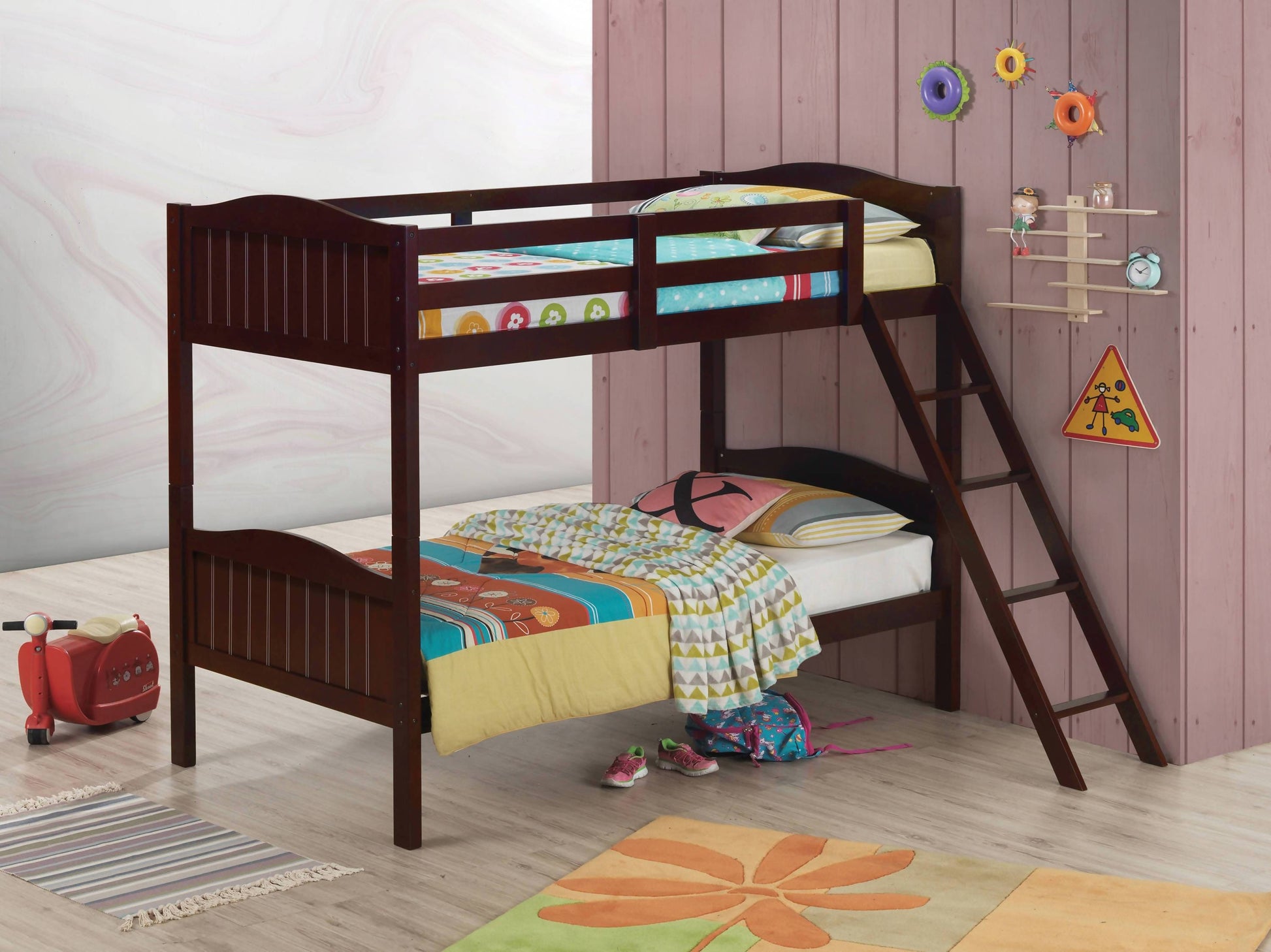Littleton Twin/Twin Bunk Bed With Ladder Espresso - 405053BRN A-Z Store Nadia
