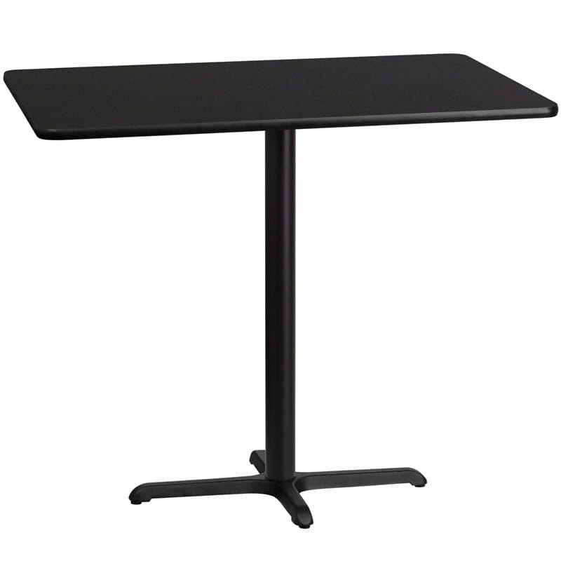 30'' x 48'' Rectangular Black Laminate Table Top with 23.5'' x 29.5'' Bar Height Table Base [XU-BLKTB-3048-T2230B-GG] Fl Furniture