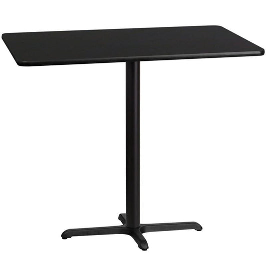 30'' x 48'' Rectangular Black Laminate Table Top with 23.5'' x 29.5'' Bar Height Table Base [XU-BLKTB-3048-T2230B-GG] Fl Furniture