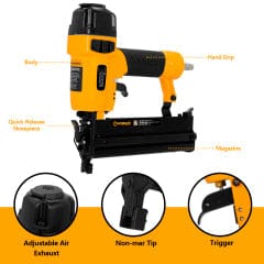WORKSITE Narrow Crown Air Stapler, Pneumatic 18G, Ideally for Furniture, Flooring, Wooden Ornament / Picture Frame, Roofing Palm - PNT388 Worksite Hand Tools