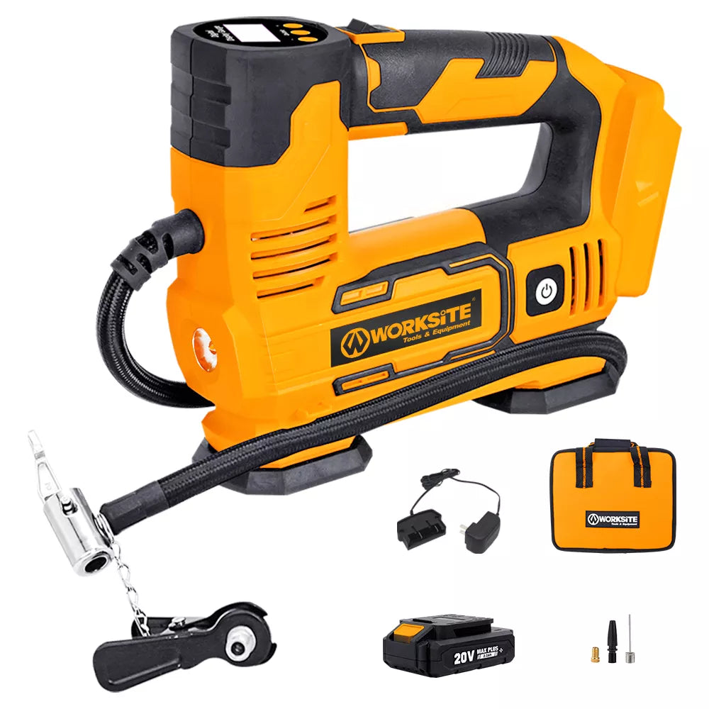 WORKSITE Tire Inflator 20V Battery Air Pump Compressor Digital 150PSI Portable Vehicle Car Bike Cordless Inflator - CAP334 Worksite Power Tools